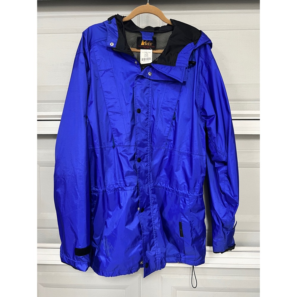 Vintage REI Gore-Tex Rain Jacket Mens Large Blue Ripstop Hooded Parka 170-051